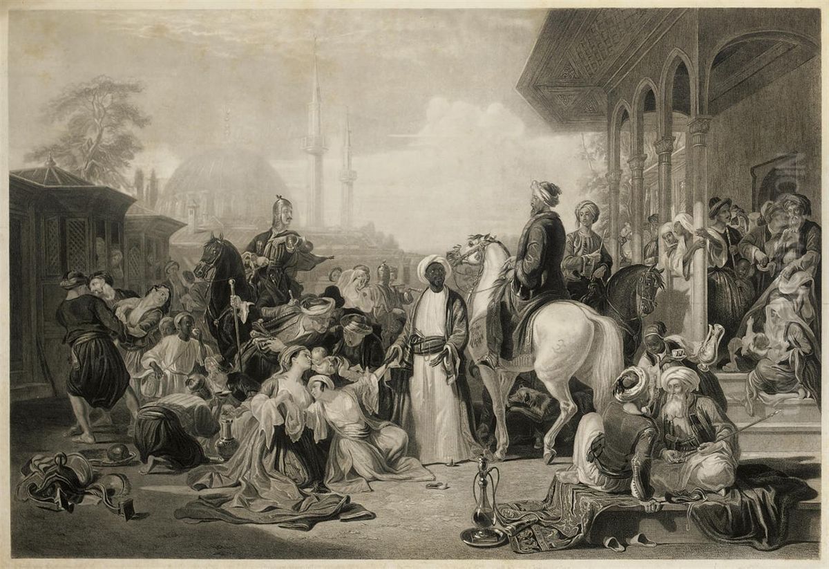 The Slave Market, Constantinople Oil Painting by Charles George Lewis