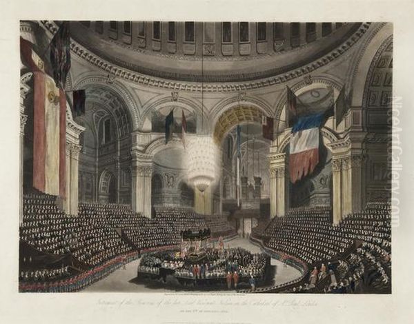 Interment Of The Remains Of The Late Lord Viscount Nelson Inthe Cathedral Of St Paul Oil Painting by Lewis, Frederick Christian