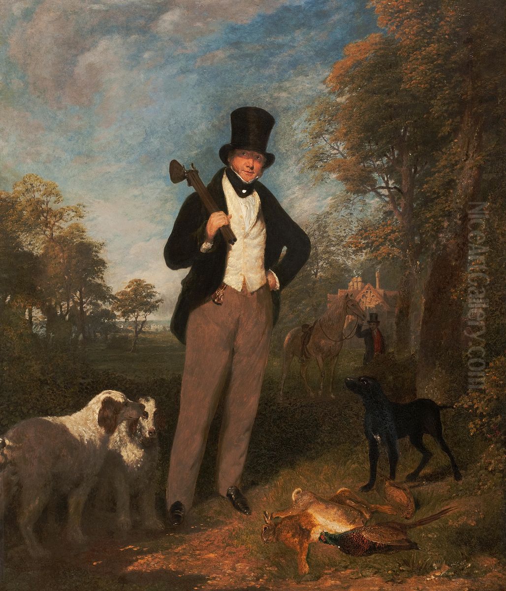 A Gentleman With Shooting And The Day's Bag Oil Painting by George Robert Lewis