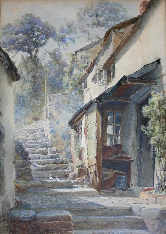 Clovelly Oil Painting by Lennard Lewis