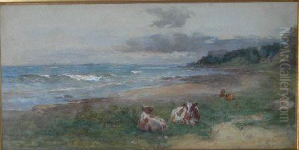 Cattle Resting At Wemyss Links Oil Painting by Otto Leyde