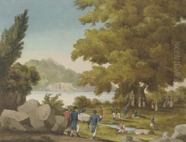 The Fountain Of The Bashaw, Santa Maura, Greece Oil Painting by Captain George Francis Lyon