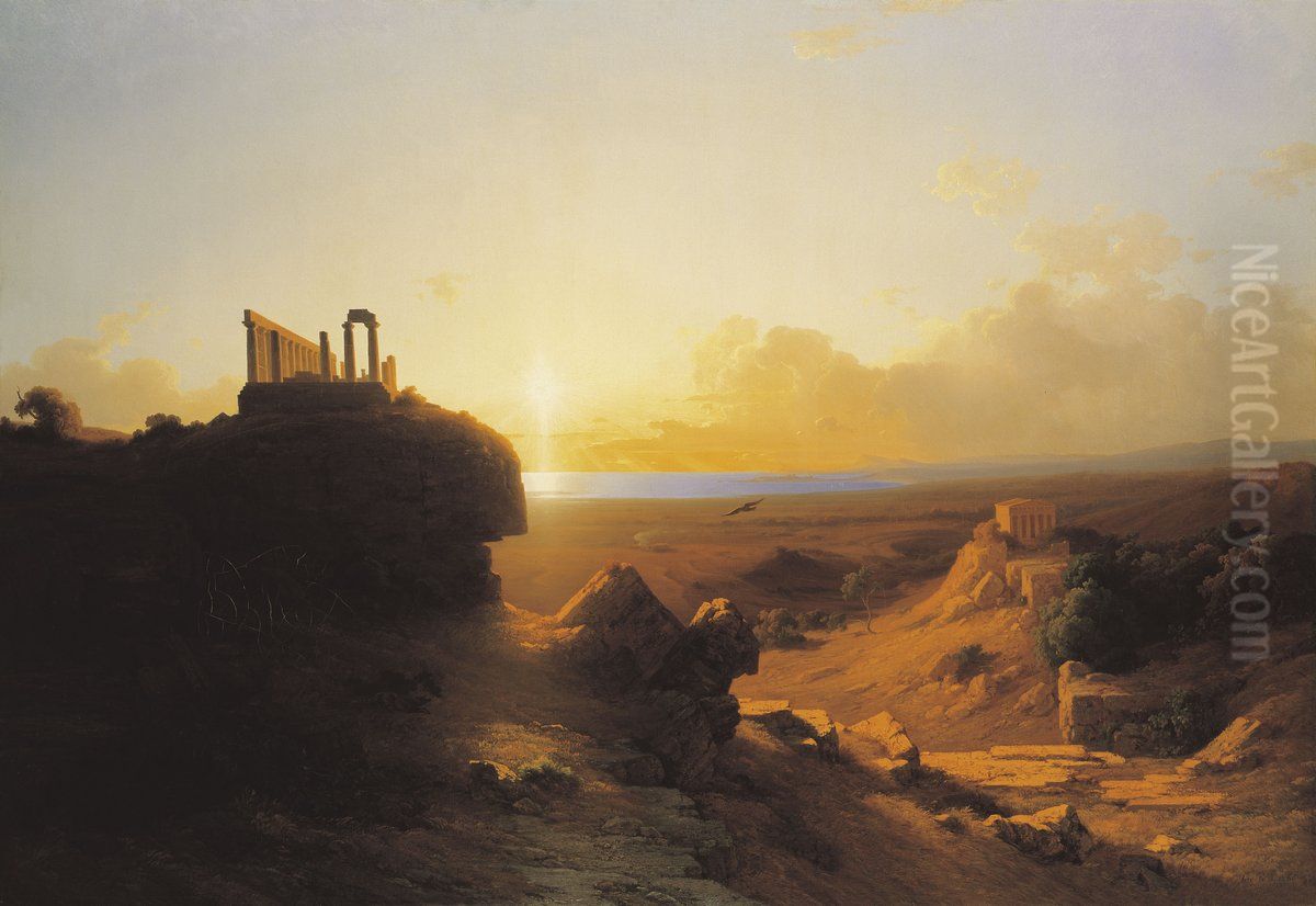 Italian Landscape Oil Painting by Antal Ligeti