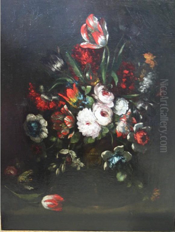 An Urn Of Mixed Flowers Oil Painting by Bartolomeo Ligozzi