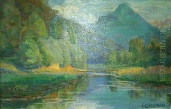 Das Alte Inn. Im Hintergrund Bergkette. Unten Rechts Signiert Und Datiert O. Lindemann 09 Oil Painting by Otto Lindemann