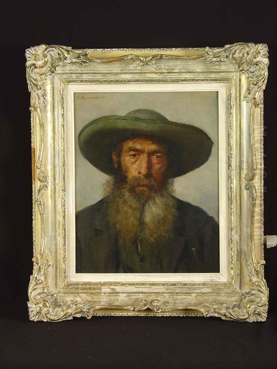 Portrat Eines Tirolers Mit Hut Und Bart Oil Painting by Hermann Lindenschmit