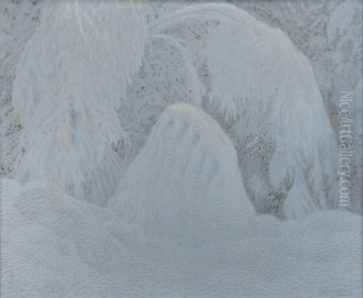 Landskap I Vinterskrud Oil Painting by Bror Lindh