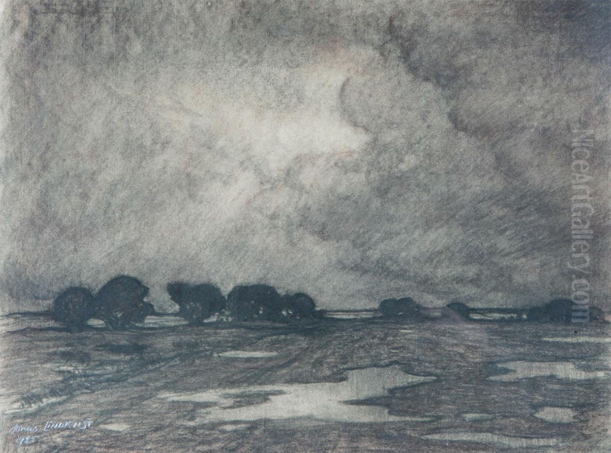Ovadersmoln Over Upplandsslatten Oil Painting by Jonas Lindkvist