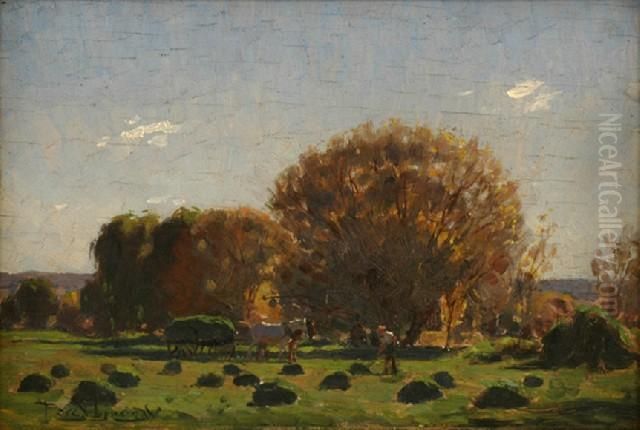 Hay Making Oil Painting by Percival Ch., Percy Lindsay