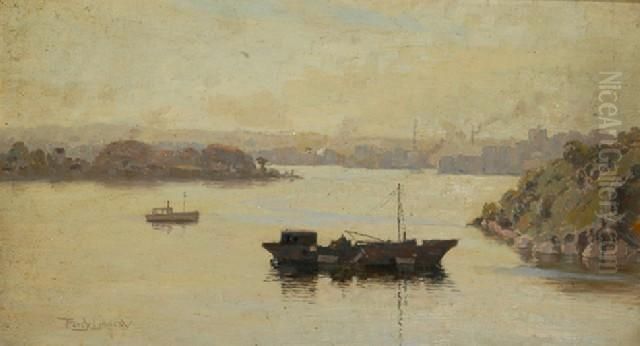 Harbour View Oil Painting by Percival Ch., Percy Lindsay