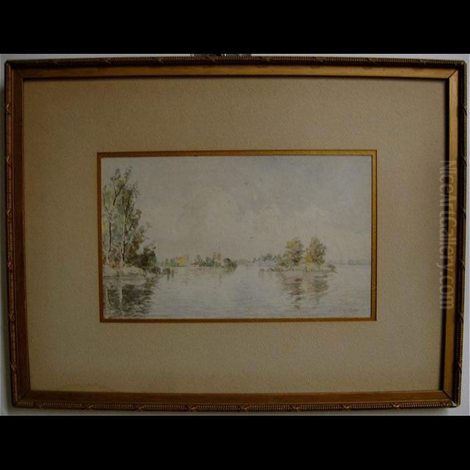Lake Scene With Islands Oil Painting by Robert Henry Lindsay