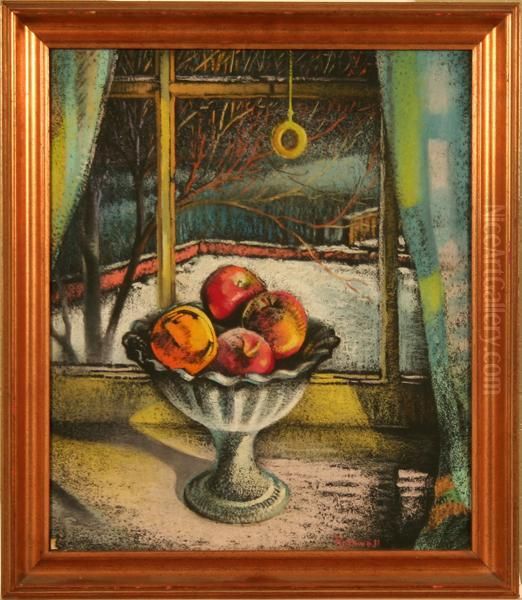 Fruit InBowl -sunny Window Oil Painting by Elizabeth Lindsay Rothwell