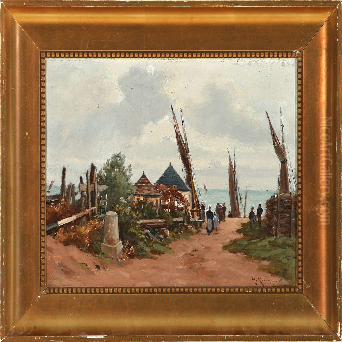 By Fran Bretagne Oil Painting by Henri Linguet