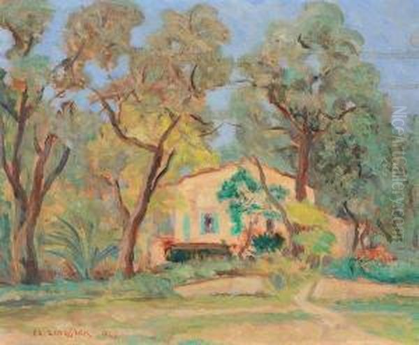 Maison A Saint Raphael Oil Painting by Claudius Linossier