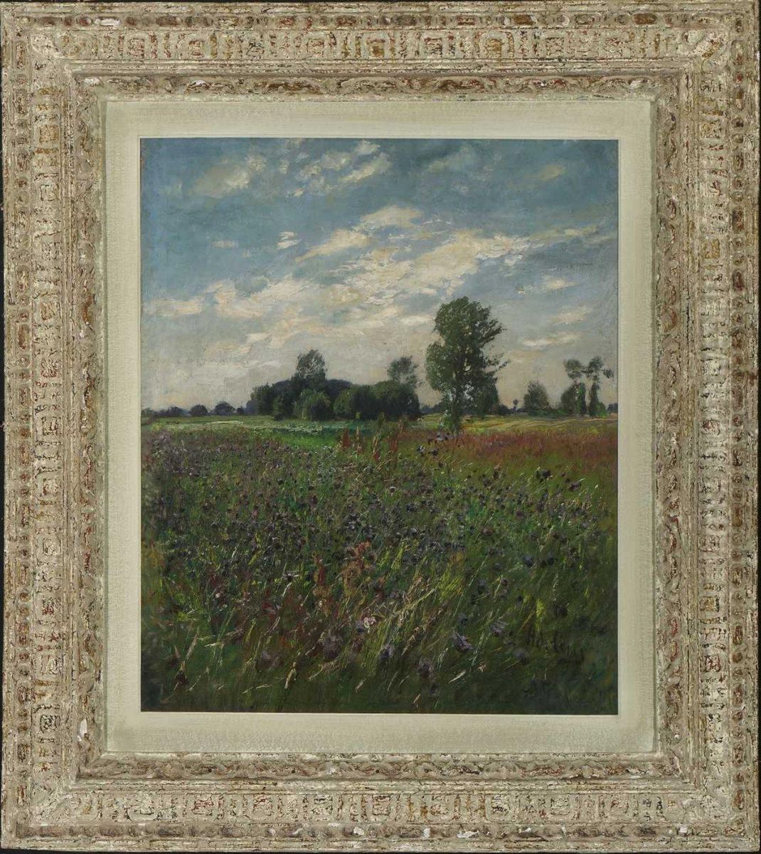 Sommerliche Wiesenlandschaft. Oil Painting by Adolf Lins