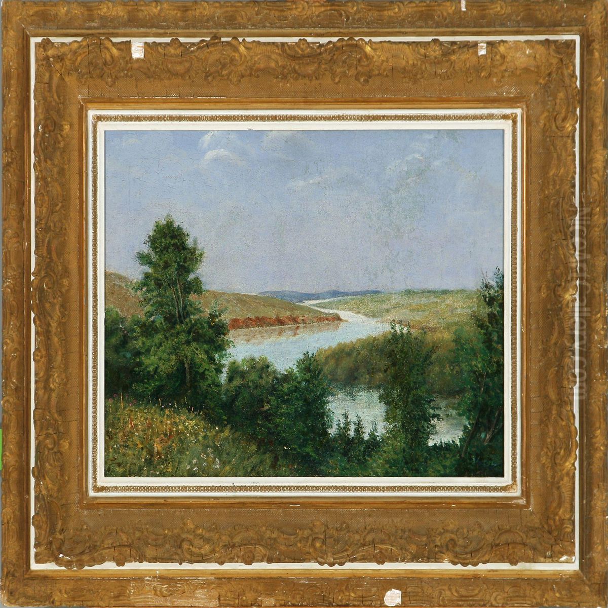 Southern Russian Landscape With A Stream In The Steppe Oil Painting by Aleksandr Dmitrievich Litovchenko