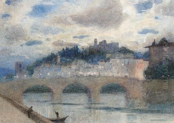 Moonlight On The Arno Oil Painting by Robert Little