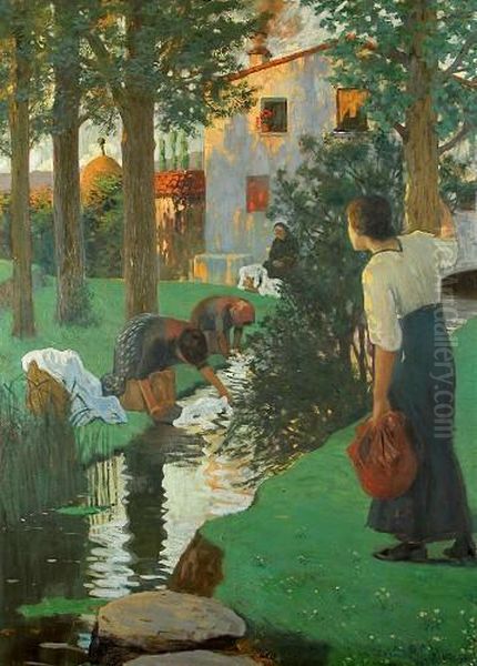 Lavanderas Oil Painting by Joan Llimona y Bruguera