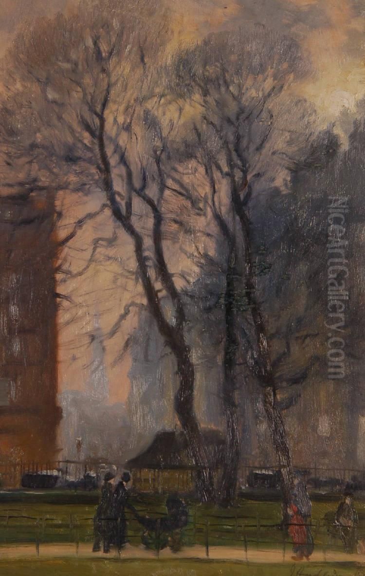 Park Scene In Kensington Oil Painting by John Hodgson Lobley