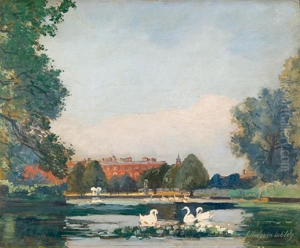 Hampton Court From The Long Pond Oil Painting by John Hodgson Lobley
