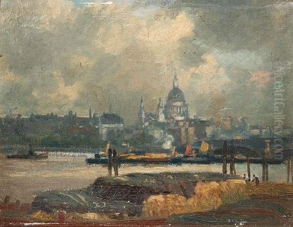 Chelsea Reach Oil Painting by John Hodgson Lobley