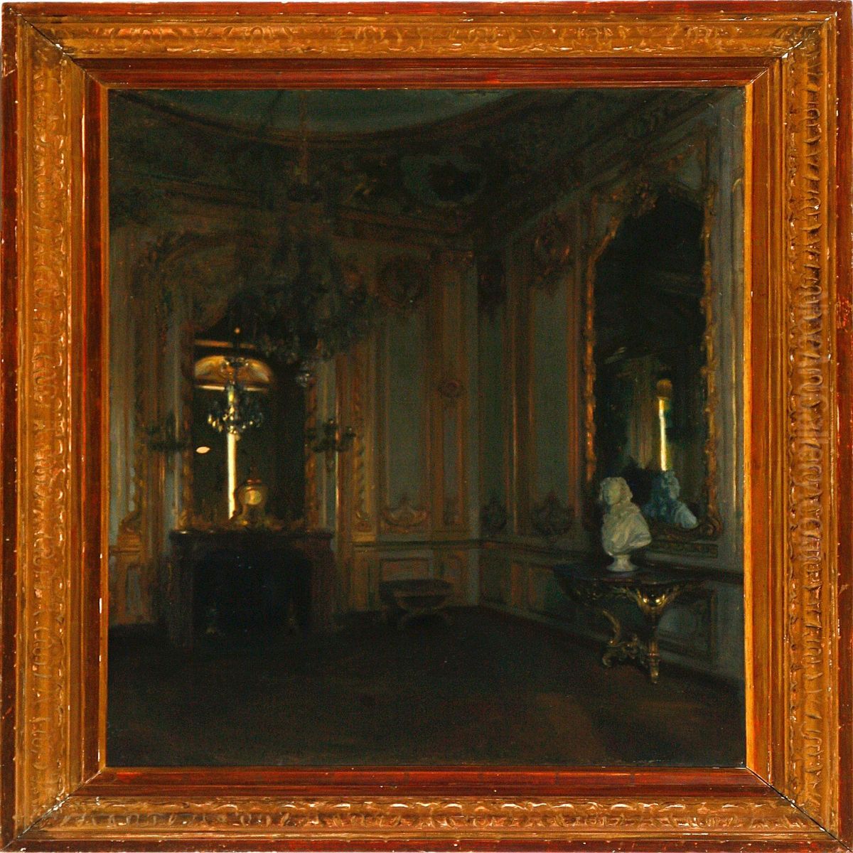 A Palace Interior Oil Painting by Maurice Lobre