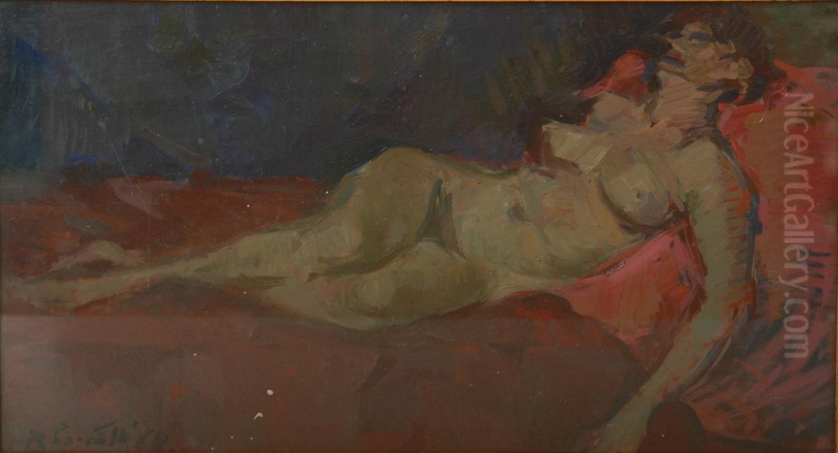 Nudo Di Donna Sdraiata Oil Painting by Romualdo Locatelli