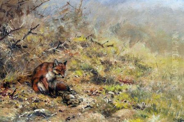 Fox And His Dinner Oil Painting by George Edward Lodge