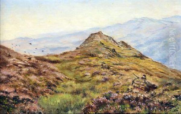 Grouse Driving Oil Painting by George Edward Lodge