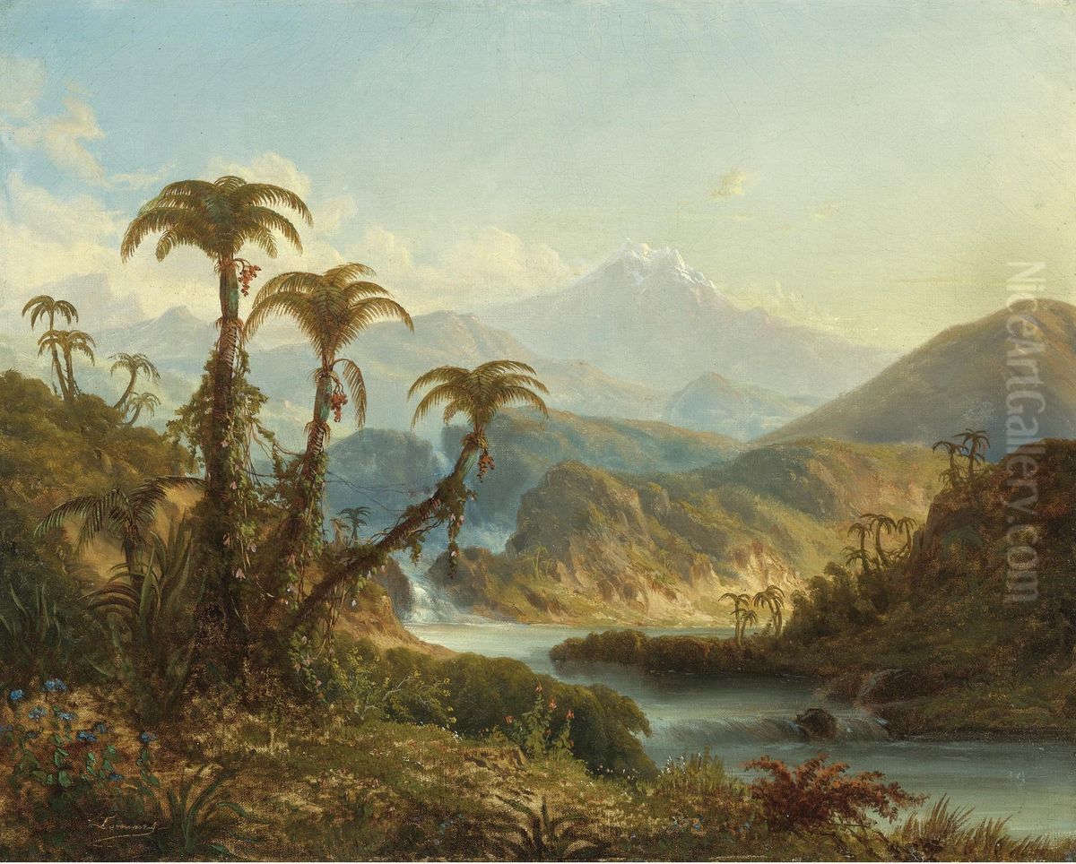 Chimborazo, Queen Of The Andes Oil Painting by Alexander Francois Loemans