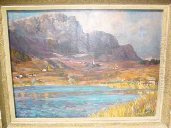 Lac Et Montagne Oil Painting by Franz Loffler
