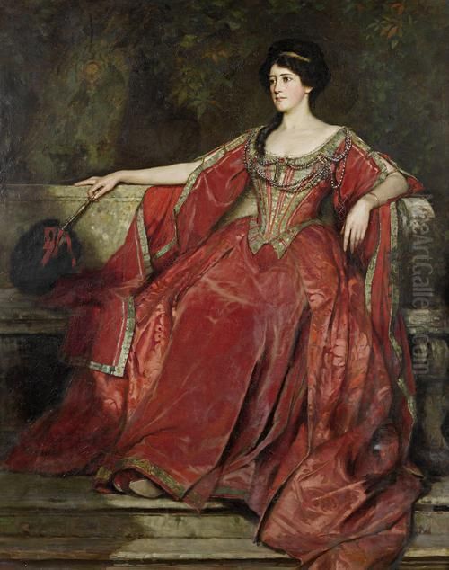 Portrait Of Alice Crawford In The Role Of Olivia, Twelfth Night Oil Painting by Logsdail William