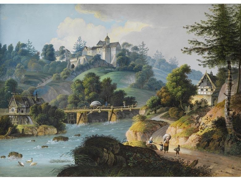 Die Burg Rauenstein Oil Painting by Anton Lohmann