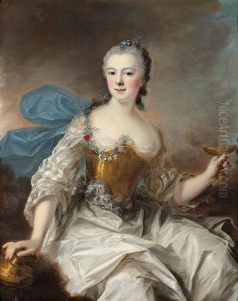 Portrait De Femme En Hebee Oil Painting by Marianne Loir