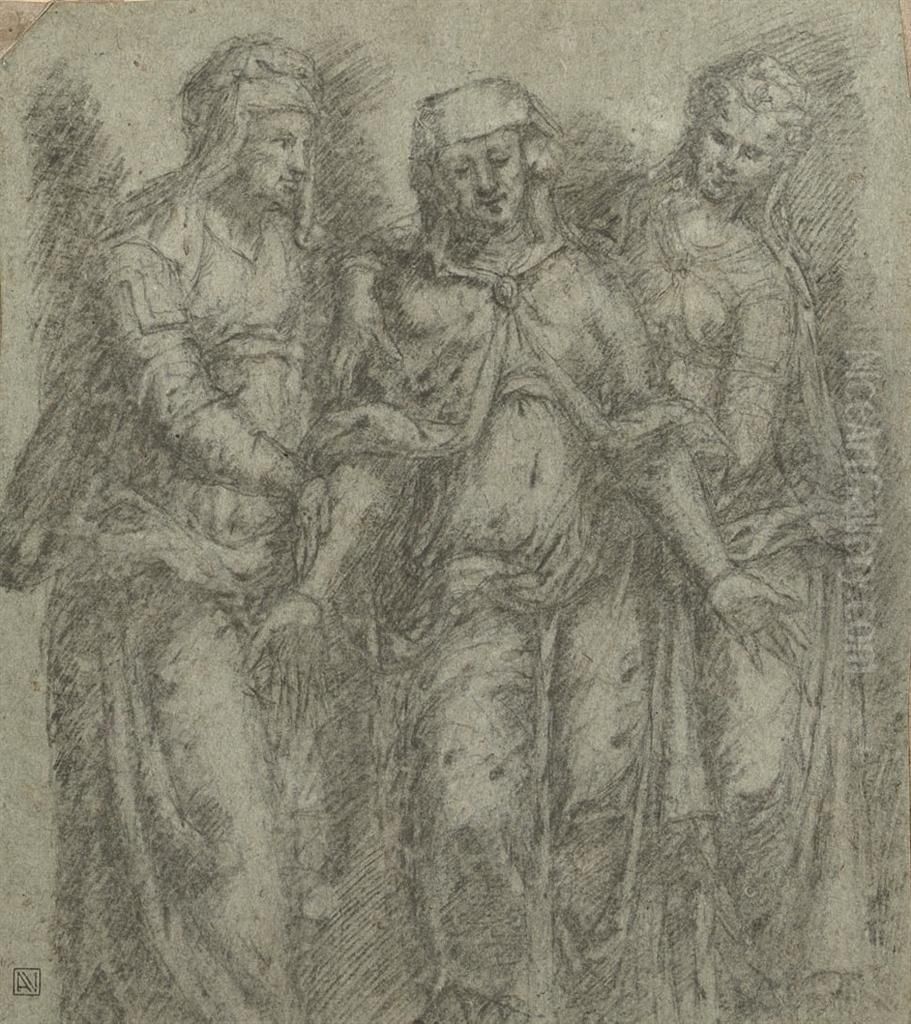 The Grieving Virgin With Two Women Oil Painting by Gian Paolo Lomazzo