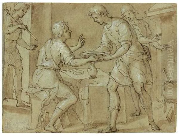 Recto : Scene Biblique Verso : Saint Jerome Oil Painting by Aurelio Lomi