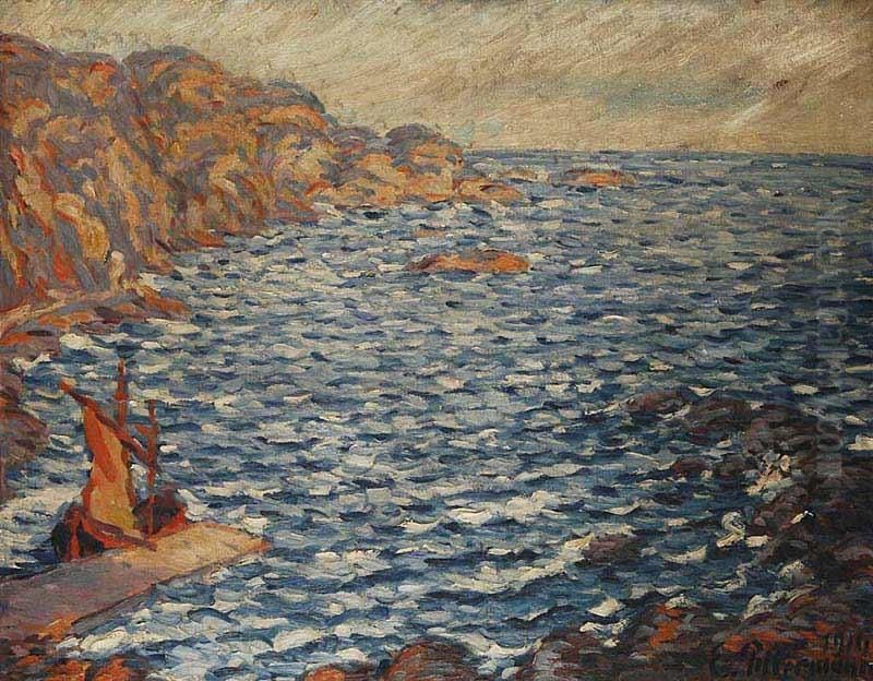 A Sea Bay Oil Painting by Emil Artur Longen-Pittermann