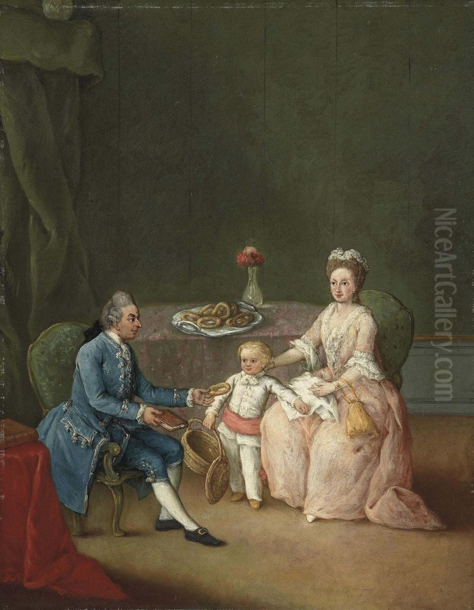 Group Portrait Of A Family Oil Painting by Pietro Longhi