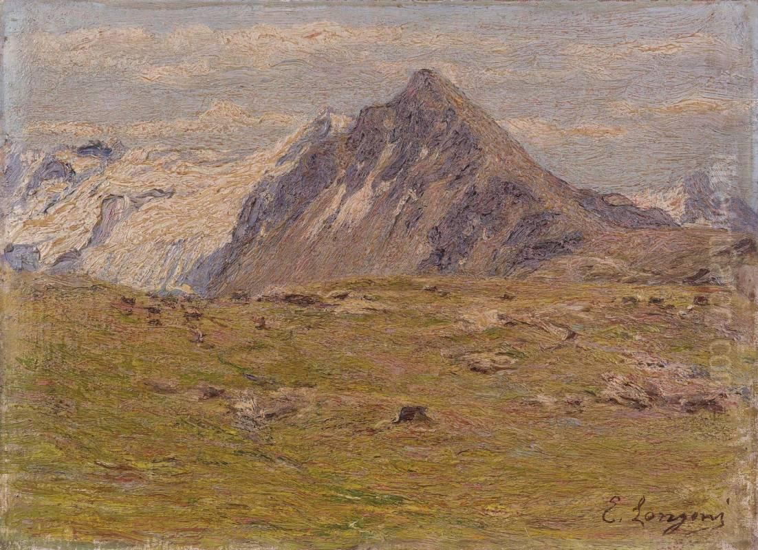 Paesaggio Montano Oil Painting by Emilio Longoni
