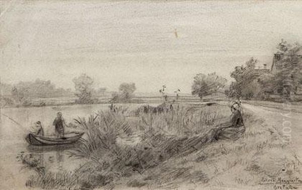 Riberas De Un Rio En La Bretana Oil Painting by Jose Maria Lopez Mezquita