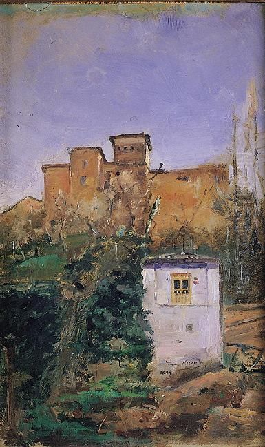 Alrededores De Granada Oil Painting by Jose Maria Lopez Mezquita