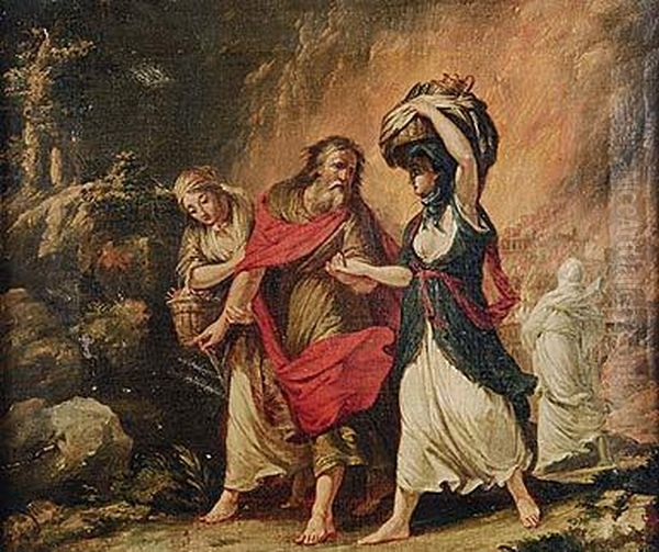 Lot Y Sus Hijas Huyendo De Sodoma Oil Painting by Vicente Lopez y Portana