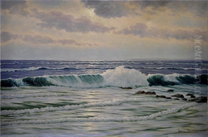 Meereskuste Inder Dammerung Oil Painting by Ernst Lorenz-Murowana