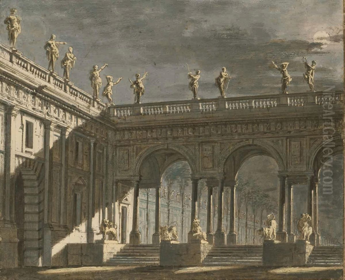 Ruines Antiques Oil Painting by Lorenzo Quaglio