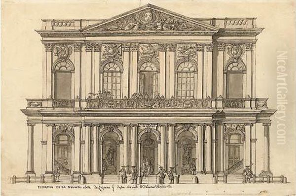 Projet De Facade D'opera, Academie Royale De Musique Oil Painting by Louis-Nicolas Louis (Victor Louis)