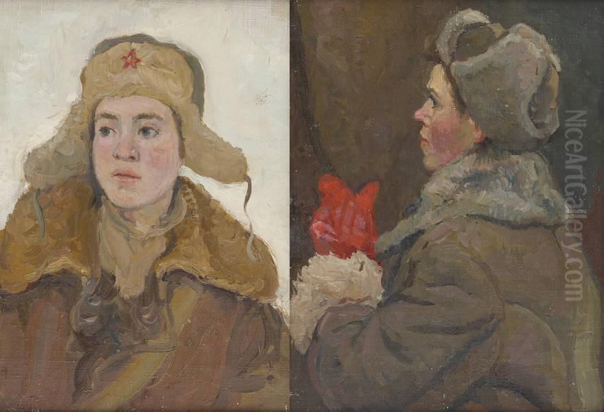 Jeunes Sovietiques Oil Painting by Ilya Abelevich Loukomski