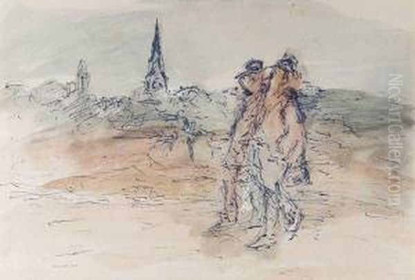 Promenade A Rouen Oil Painting by Maurice Louvrier