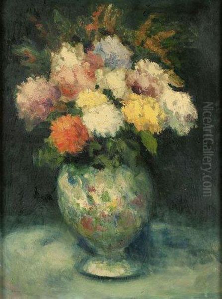 Bouquet De Fleurs Oil Painting by Maurice Louvrier