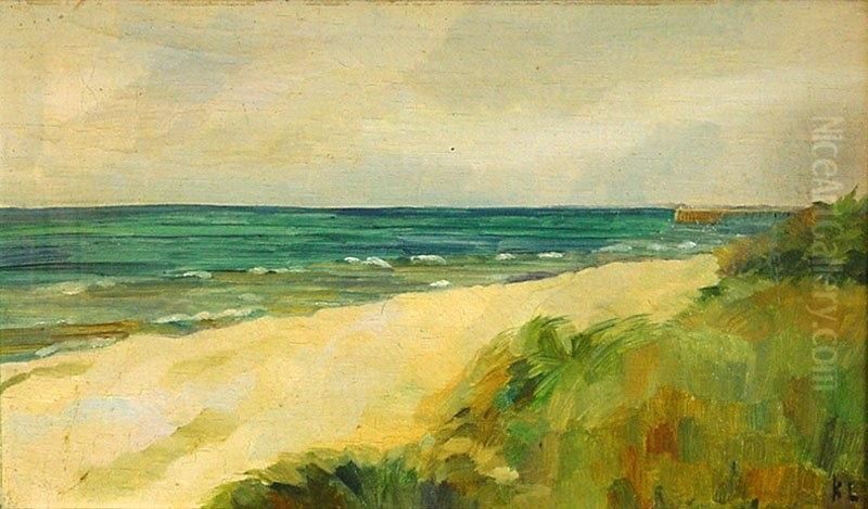 Ostseedunen Mit Seebrucke Oil Painting by Kathe Lowenthal