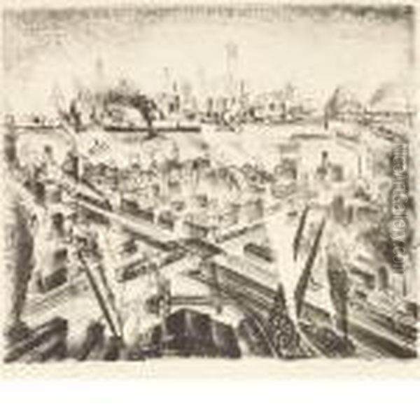 Skyline From Jersey Heights Oil Painting by Adriaan Lubbers